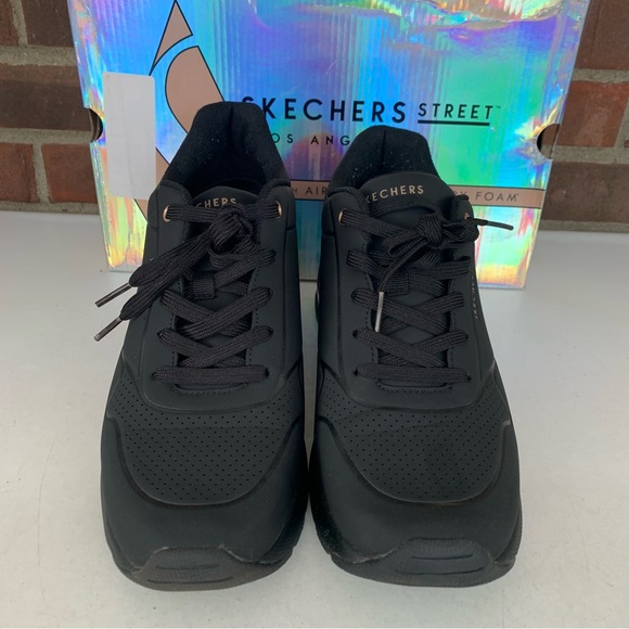 SKECHERS Million Air Elevated Air Black WEDGE SNEAKER SHOES Women’s US 11 M - Picture 2 of 9